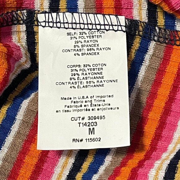 Lush Y2K Style Ringer Top Womens Size M Multicolor Striped Easy Casual Stretch - Picture 6 of 9